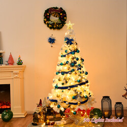 Kunstig julgran 150 cm hvid PVC med metalfod