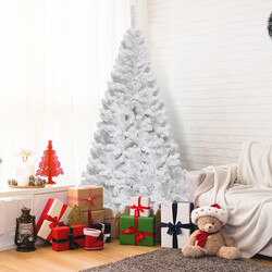 Kunstig hvid PVC julgran med metalfod 150-240 cm