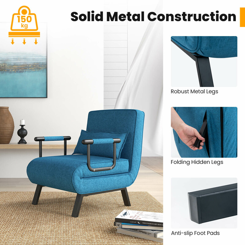 Sammenklappelig sovesofa 4-i-1 mørkgrå linne med justerbart ryglæn