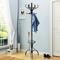 Tøjholder med 12 kroge sort birk og poppel 182 cm