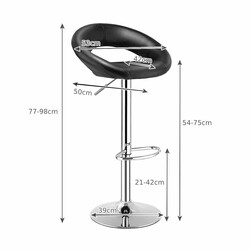 2 stk sort justerbare barstole med drejeligt sæde og metalram