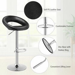 2 stk sort justerbare barstole med drejeligt sæde og metalram