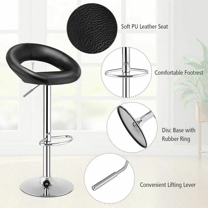 2 stk sort justerbare barstole med drejeligt sæde og metalram