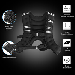 Vægtvest justerbar 5 kg neopren med refleks og lomme