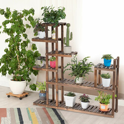 Plantehylde i gran 7 niveauer 120x25x120 cm til indendørs og udendørs brug