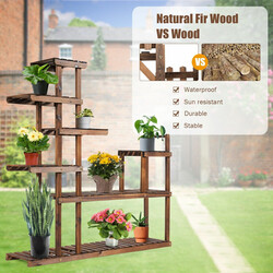 Plantehylde i gran 7 niveauer 120x25x120 cm til indendørs og udendørs brug