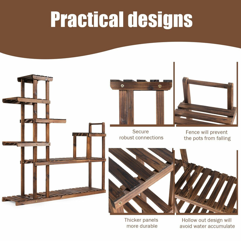 Plantehylde i gran 7 niveauer 120x25x120 cm til indendørs og udendørs brug