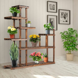 Plantehylde i gran 7 niveauer 120x25x120 cm til indendørs og udendørs brug