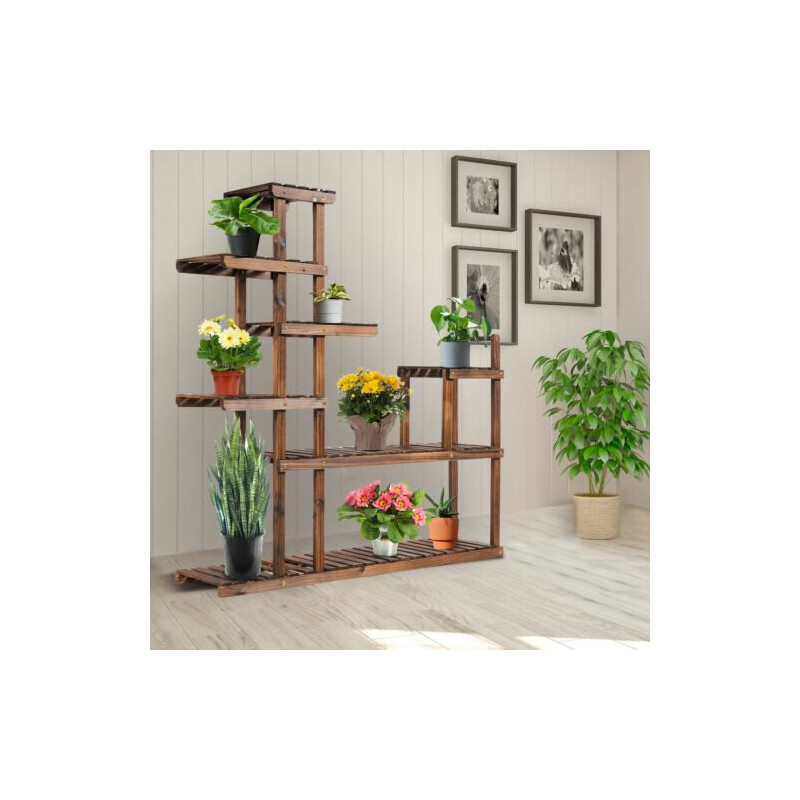 Plantehylde i gran 7 niveauer 120x25x120 cm til indendørs og udendørs brug