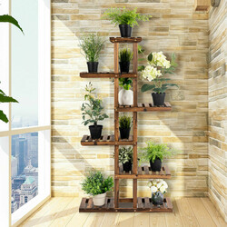 Blomstativ i gran 75x25x140 cm 6 niveauer indendørs udendørs