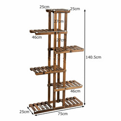 Blomstativ i gran 75x25x140 cm 6 niveauer indendørs udendørs