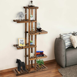 Blomstativ i gran 75x25x140 cm 6 niveauer indendørs udendørs