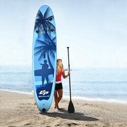 Oppustelig blå PVC SUP-board i flere størrelser med justerbar paddle og rygsæk