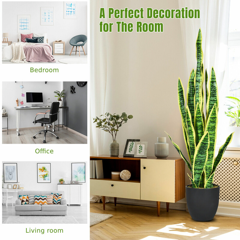 Kunstig ormplante gul 90 cm med stabil krukke til indendørs