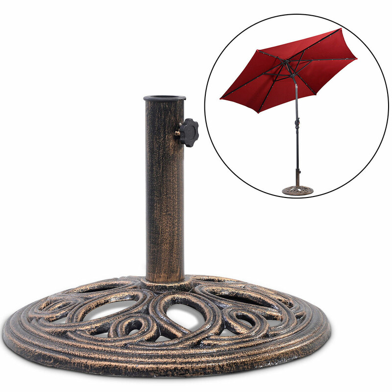 Støbejern parasolholder 38-48 mm med 45 cm rund base