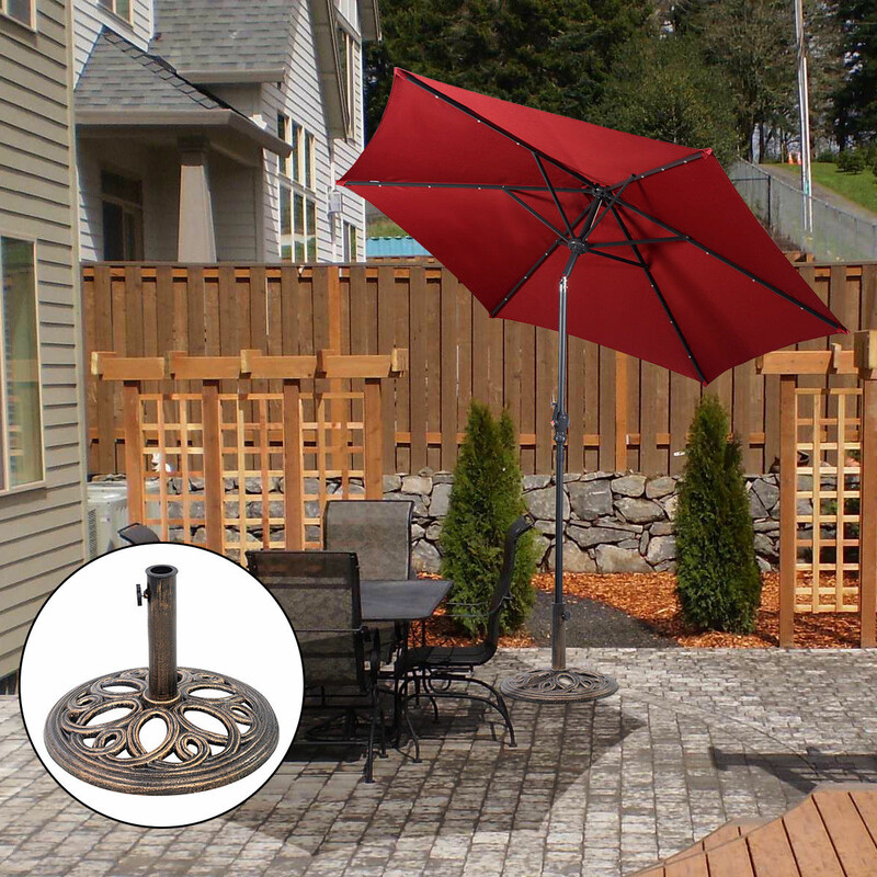 Støbejern parasolholder 38-48 mm med 45 cm rund base