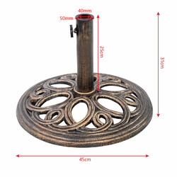 Støbejern parasolholder 38-48 mm med 45 cm rund base