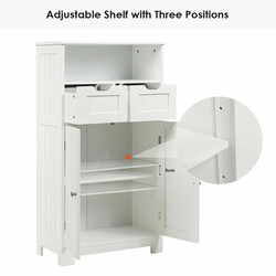 Badeværelseskab MDF hvid 60x30x109 cm med justerbare hylder og skuffer