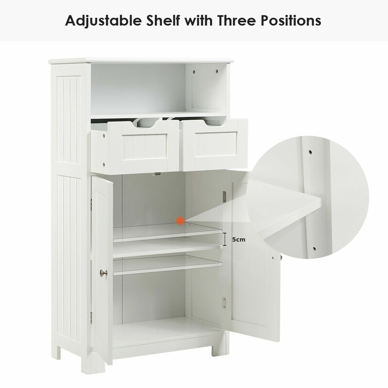 Badeværelseskab MDF hvid 60x30x109 cm med justerbare hylder og skuffer