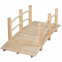 Træbro til have gran 150 cm naturlig med rækværk