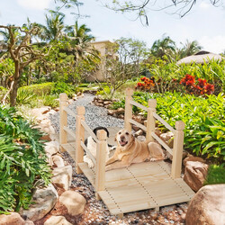 Træbro til have gran 150 cm naturlig med rækværk