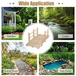 Træbro til have gran 150 cm naturlig med rækværk