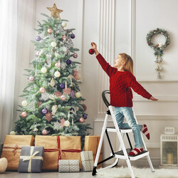 Sammenklappelig husholdningsstige af jern og PE 46x51x87 cm 150 kg sort sølv