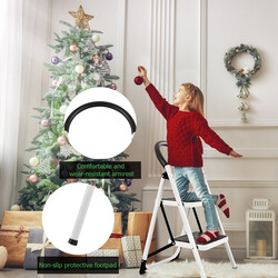 Sammenklappelig husholdningsstige af jern og PE 46x51x87 cm 150 kg sort sølv