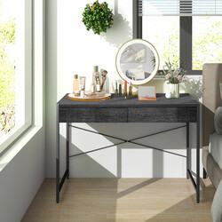 Skrivebord sort med to skuffer 112x48x76 cm trækomposit metal