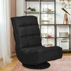 Gulvstol sort stof justerbar 360 roterende 58x75 cm belastning 100 kg