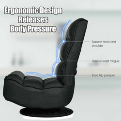 Gulvstol sort stof justerbar 360 roterende 58x75 cm belastning 100 kg