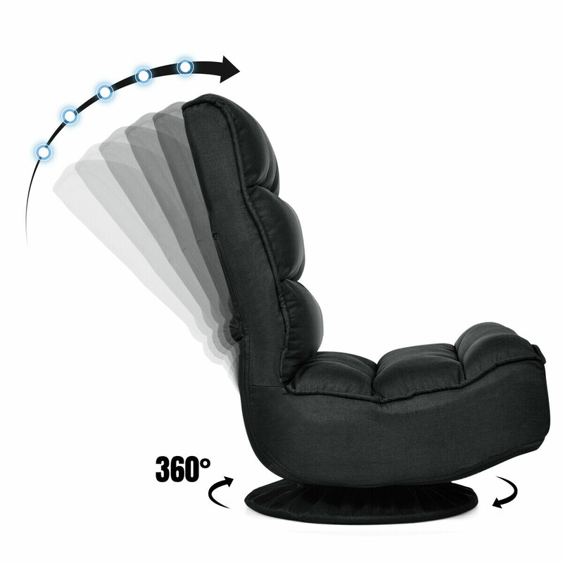 Gulvstol sort stof justerbar 360 roterende 58x75 cm belastning 100 kg