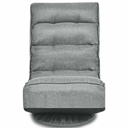 Gulvstol grå justerbar 360° rotation sammenklappelig med stofbetræk