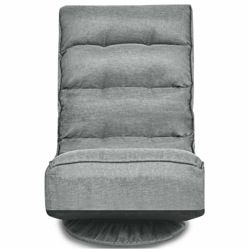 Gulvstol grå justerbar 360° rotation sammenklappelig med stofbetræk