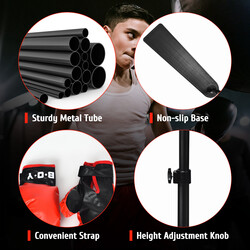 Justerbar boksebold af PU‑læder til børn med stativ og handsker