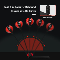 Justerbar boksebold af PU‑læder til børn med stativ og handsker