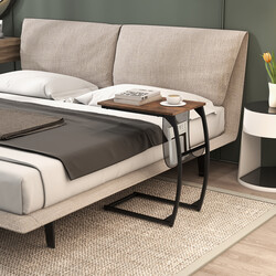 C‑format sidebord i trækomposit og metal brun sort 56x35x64 cm