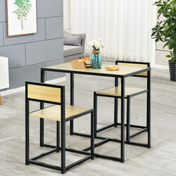 Spisegruppe træ og metal bord 90x47 cm to stole