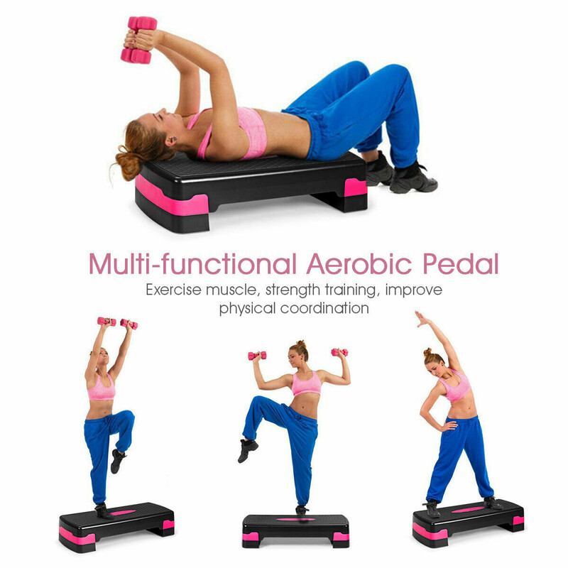 Aerobic stepbræt justerbar højde 10/15 cm sort PP 250 kg
