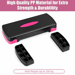 Aerobic stepbræt justerbar højde 10/15 cm sort PP 250 kg