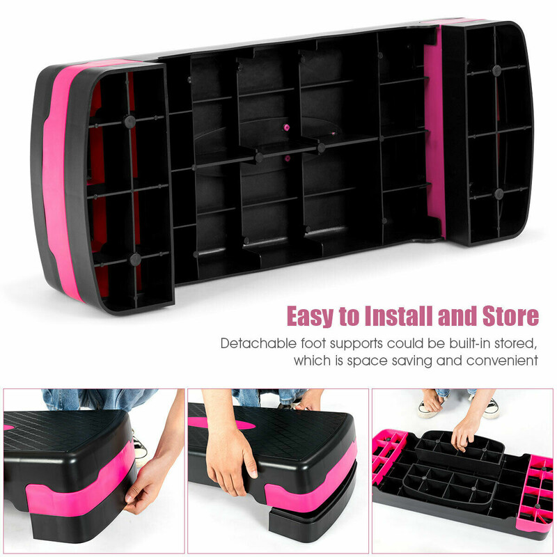 Aerobic stepbræt justerbar højde 10/15 cm sort PP 250 kg