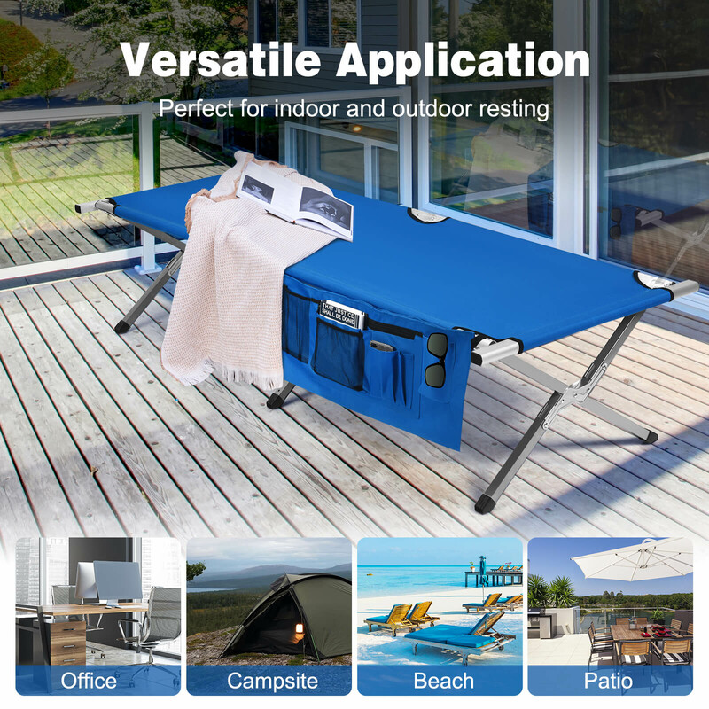 Sammenklappelig camping-seng i blå Oxford-stof 190 cm 204 kg