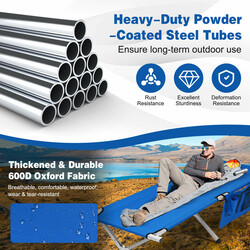 Sammenklappelig camping-seng i blå Oxford-stof 190 cm 204 kg