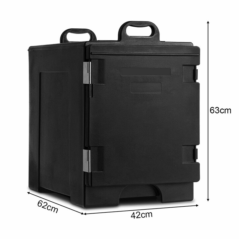 Isoleret madkasse 77 L LLDPE sort med fem bakker