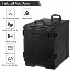 Isoleret madkasse 77 L LLDPE sort med fem bakker