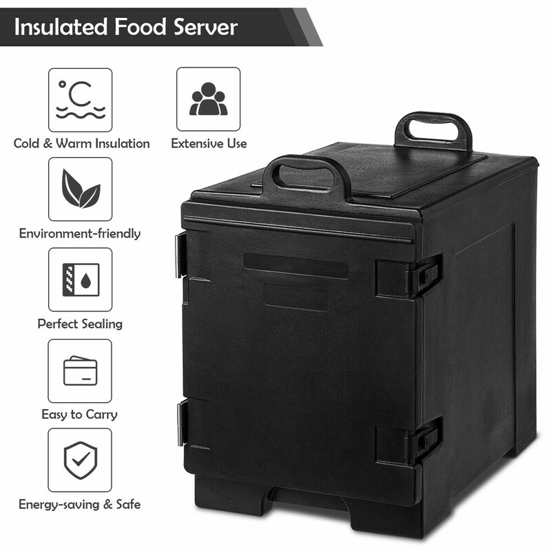 Isoleret madkasse 77 L LLDPE sort med fem bakker