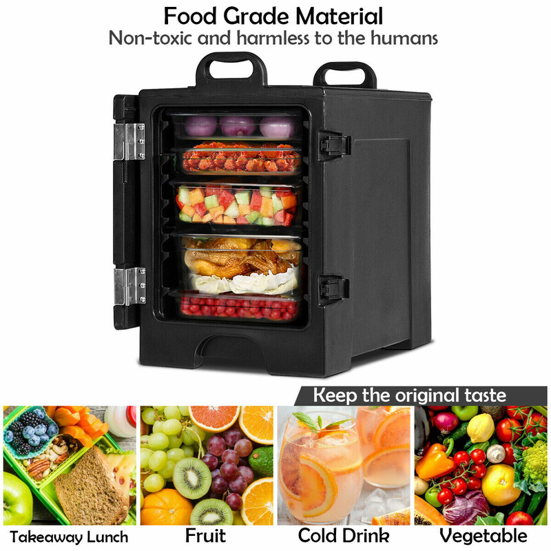 Isoleret madkasse 77 L LLDPE sort med fem bakker