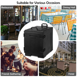 Isoleret madkasse 77 L LLDPE sort med fem bakker