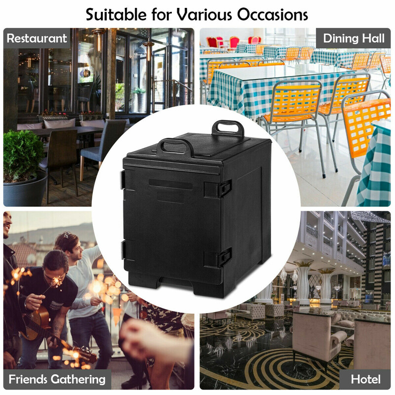 Isoleret madkasse 77 L LLDPE sort med fem bakker