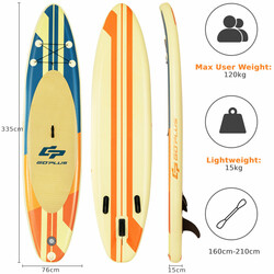 Oppusteligt SUP-board PVC 335x76 cm 130 kg inkl. justerbar paddel og bæretaske